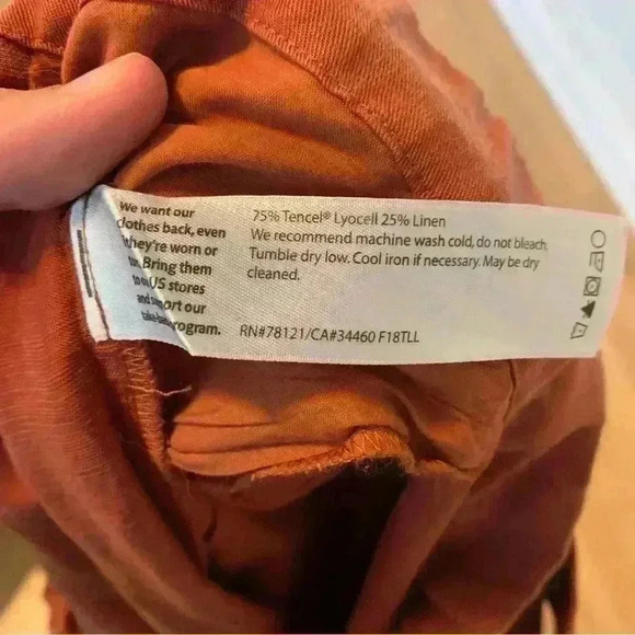 Eileen Fisher Cropped Burnt Orange Earthy Pull On Tie Waist Pants Size Medium - Picture 9 of 12